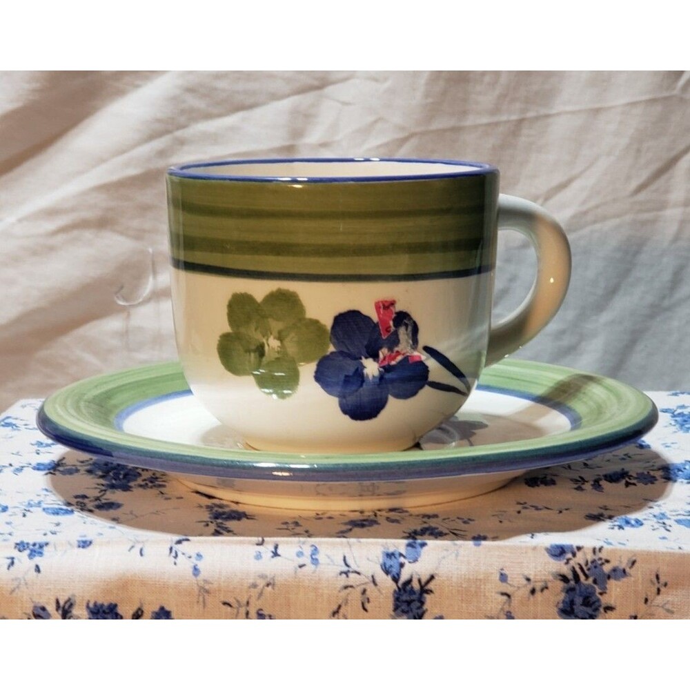 Italian Hand Painted Miso Cup and Saucer